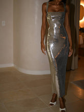 Sequin Cut Out Maxi Dress - Silver Newgew Dresses